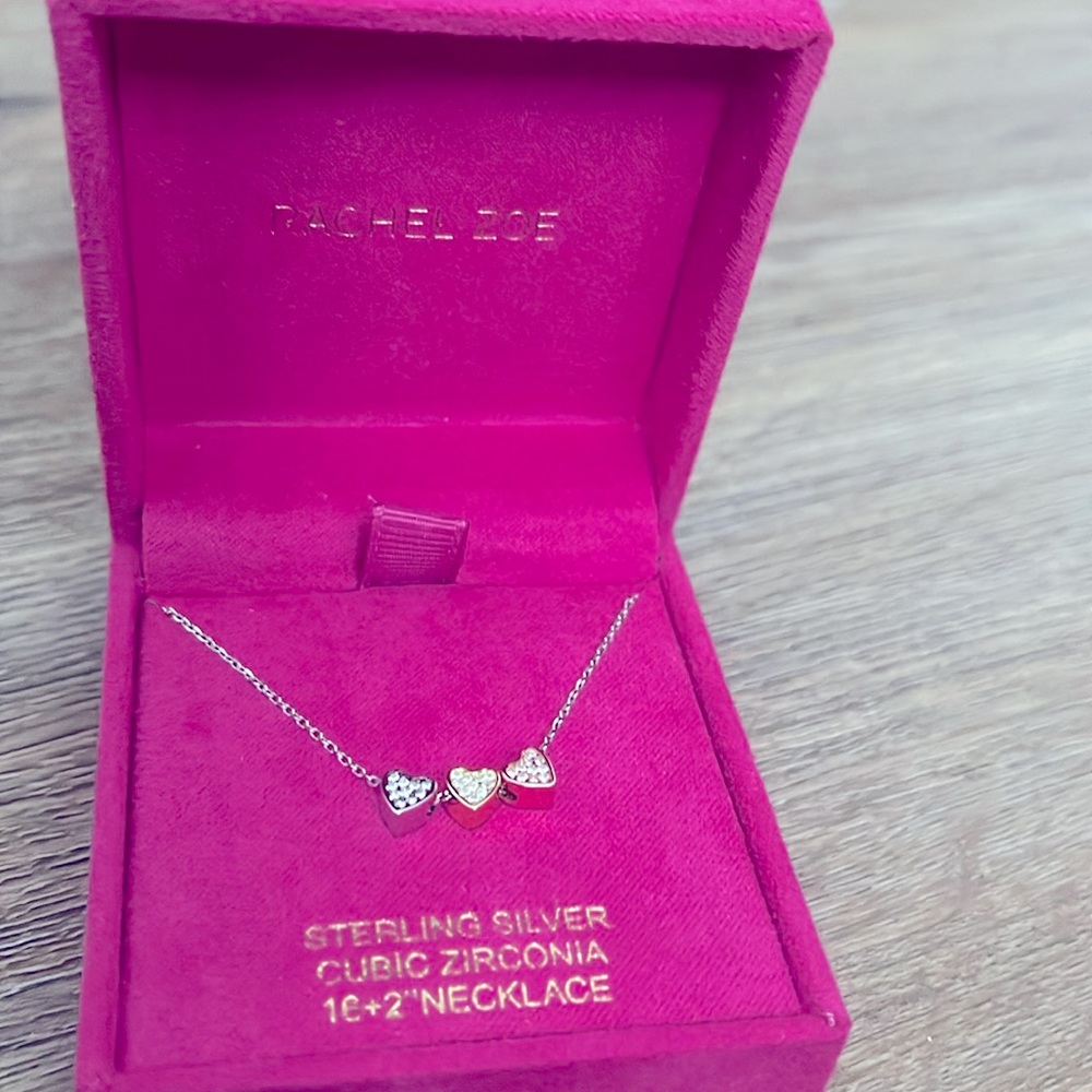 - Rachel Zoe sterling silver 3 hart’s necklace. New